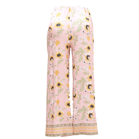 Border Print Wide Leg Elasticated