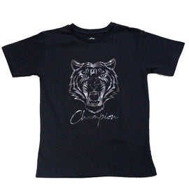 Black Champion Tiger Face Hd Print