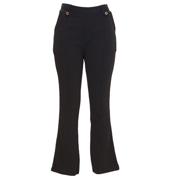 Black Button Detaied Elasticated Waist
