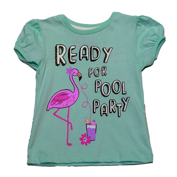 Green Ready For Pool Party Print T Shirt
