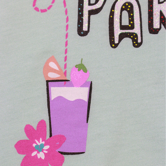 Green Ready For Pool Party Print T Shirt