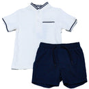 White Henley Tee And Navy Short-1