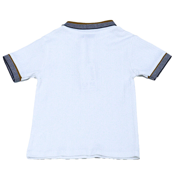 Bjr White Jacquard Polo T Shirt