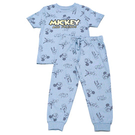 Boys Grey Aop Mickey Nightsuit Mid Grey
