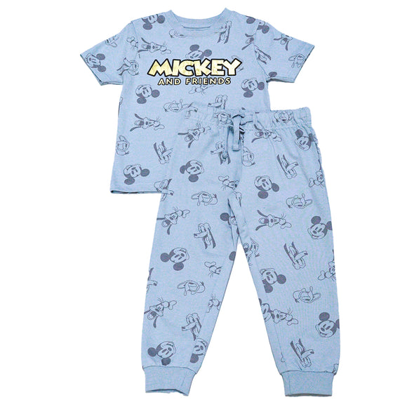 Boys Grey Aop Mickey Nightsuit Mid Grey