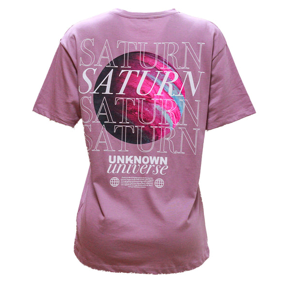 Mauve Saturn Oversized Printed T Shirt Mauve