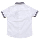 White Knit Collar Short Sleeve Oxford Shirt-3