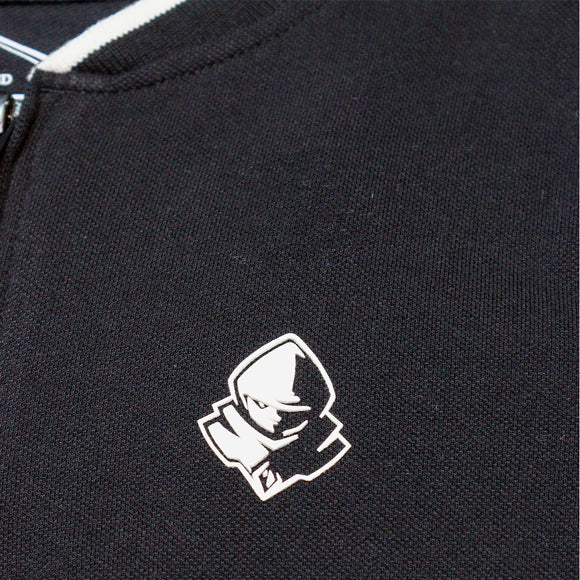 Black Mandarin Collar Zipneck Polo