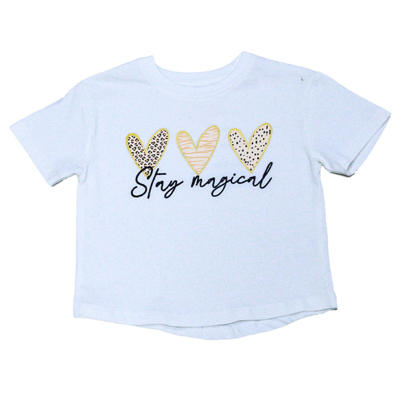 White Heart Foil Print With Embroidery T