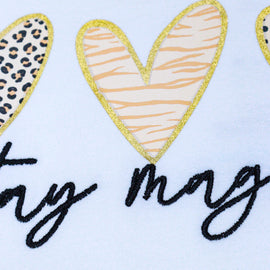 White Heart Foil Print With Embroidery T - 0