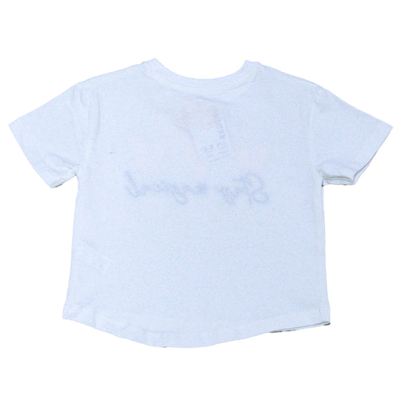 White Heart Foil Print With Embroidery T