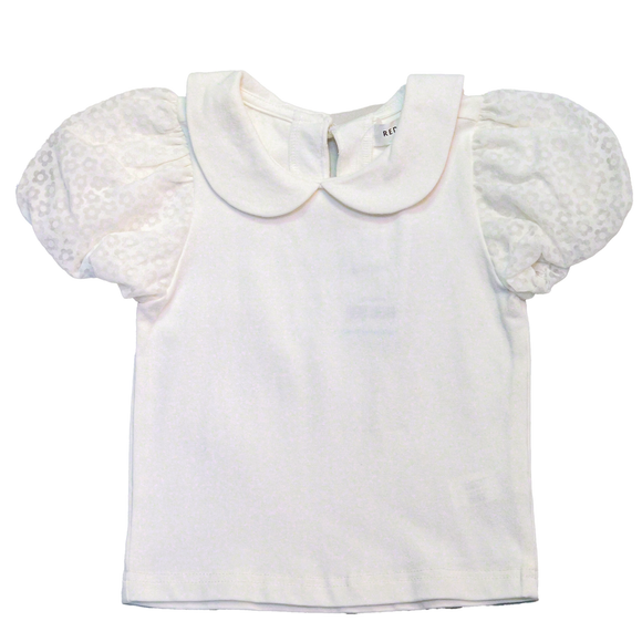 White Peter Pan Colloar Jersey Top With W
