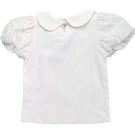 White Peter Pan Colloar Jersey Top With W - 0