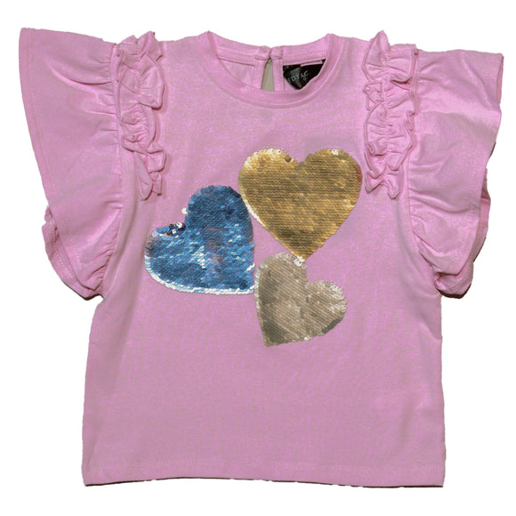 Pink Heart Sequins Tee