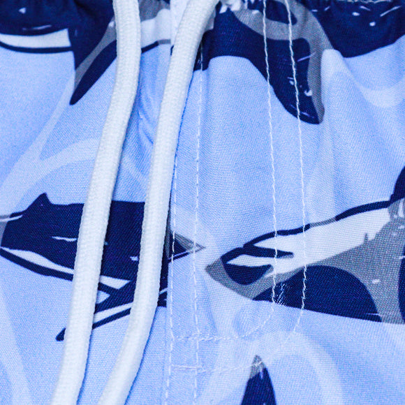 Pale Blue Shark Print Swim Shorts Pale Blue