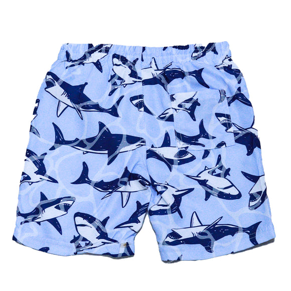Pale Blue Shark Print Swim Shorts Pale Blue