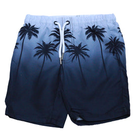 White Palm Print Swim Shorts White