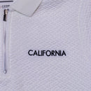 White Jacquard Zipneck Embroidery Polo-3