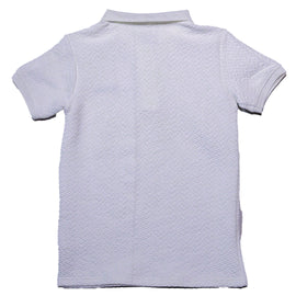 White Jacquard Zipneck Embroidery Polo - 0