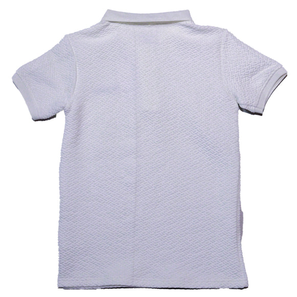 White Jacquard Zipneck Embroidery Polo