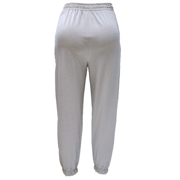 BEIGE RIB DETAILED JOGGER PANTS