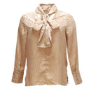 Beige Bow Detail Satin Blouse-1