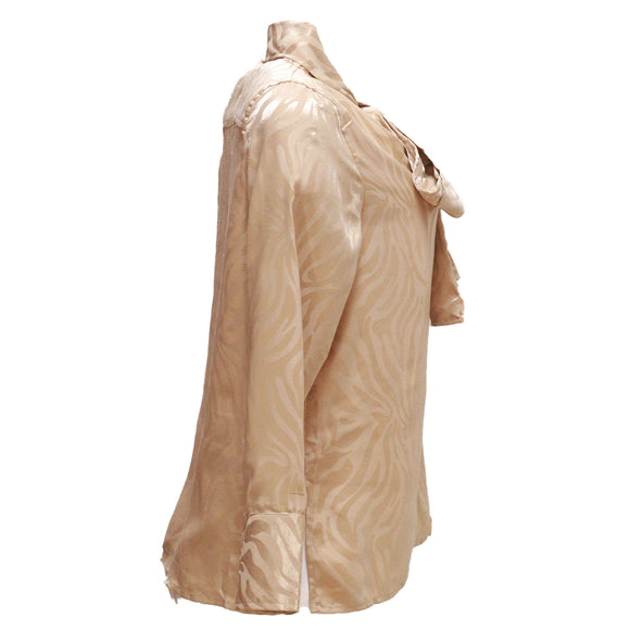 Beige Bow Detail Satin Blouse