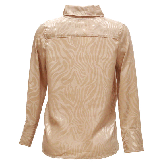 Beige Bow Detail Satin Blouse