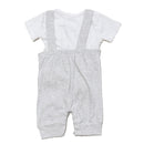 Beige Melange Chest Pocket Bear Print Dungaree Plus Tshirt-2