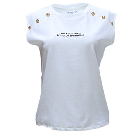 BUTTON DETAILED PLACEMENT PRINT DROP SHOULDER JERSEY TOP