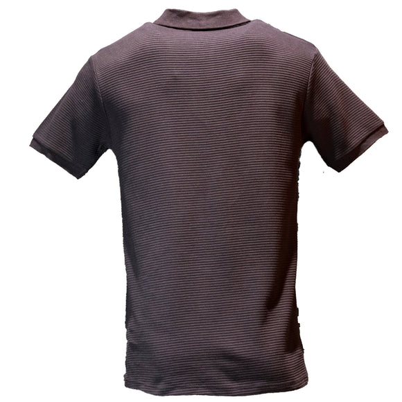 Wine Zip Placket Ottoman Polo Shirt Burgundy