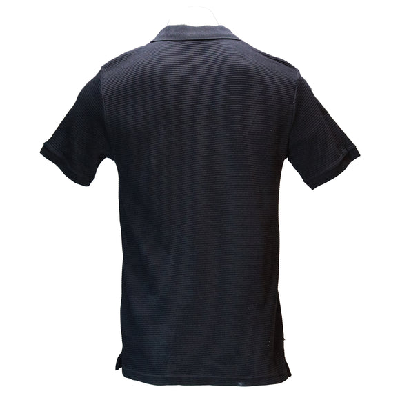 Black Zip Placket Ottoman Polo Shirt Black