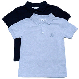 Boys Solid 2Pc Pack S S Polo Mid Grey
