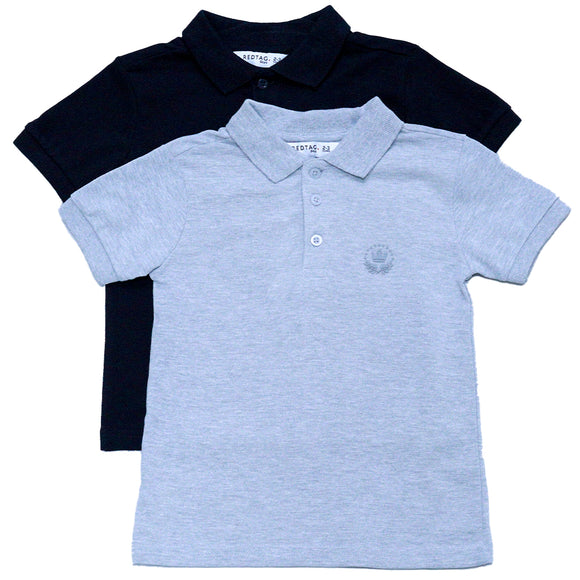Boys Solid 2Pc Pack S S Polo Mid Grey