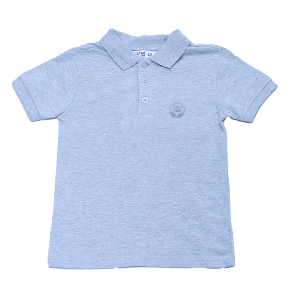 Boys Solid 2Pc Pack S S Polo Mid Grey