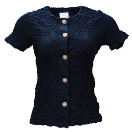 BLACK BUTTON DOWN TOP BLACK
