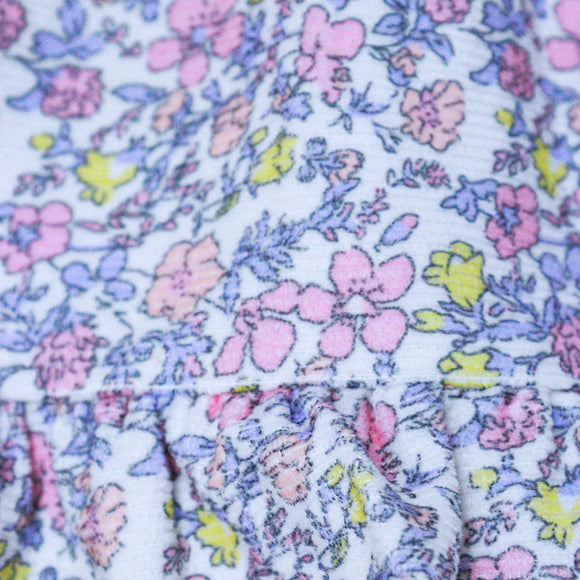 Ivory All Over Print Dress With Crochet Collars