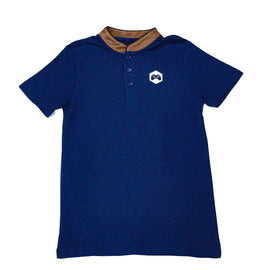 Navy Mandarin Collar Polo