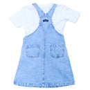 Lt Wash Denim Dungarees With T Shirts Light Wash-3
