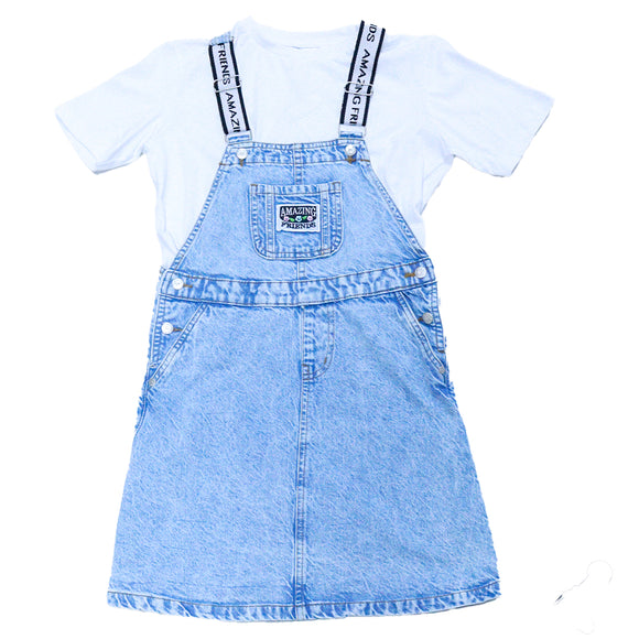 Lt Wash Denim Dungarees With T Shirts Light Wash