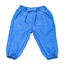 Light Wash Solid Harem Jeans With Frills-1