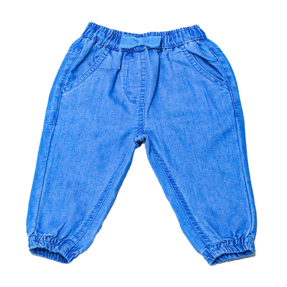 Light Wash Solid Harem Jeans With Frills