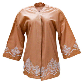 SANDSTONE EMBROIDERED FRONT OPEN KIMINO  ORANGE