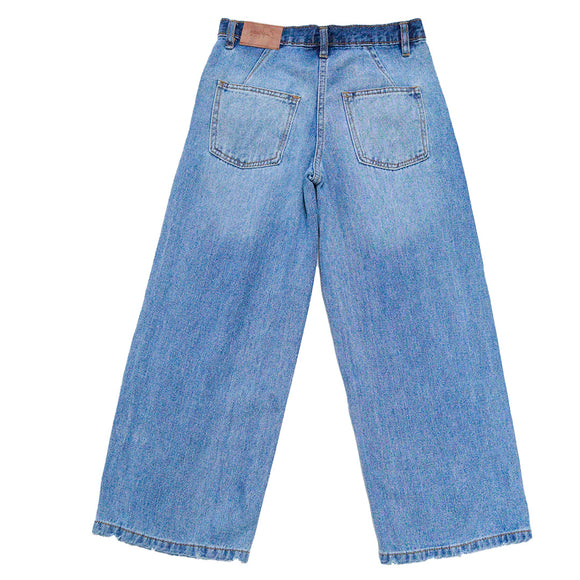 Lt Wash Wideleg Denim With Contrast Light Wash