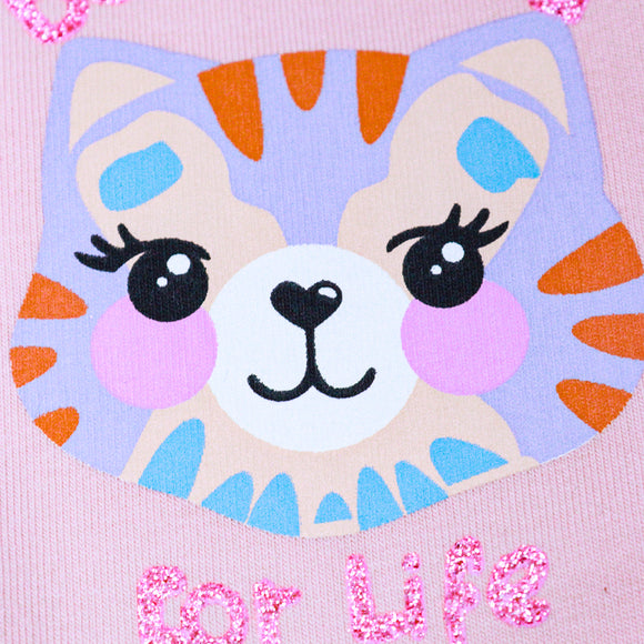 Pink Cat Placement Leggings