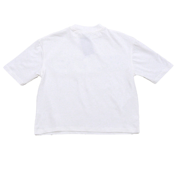 White Blue L S Denim Applique T Shirts White