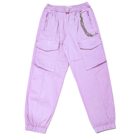 Pink Cargo Pocket With Chain Pants