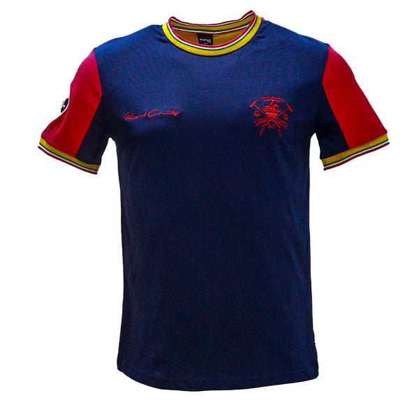 Navy T Shirt With Y D Rib And Chest Logo Navy