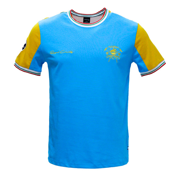 Sky Blue T Shirt With Y D Rib And Chest Logo Sky Blue