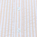 Coral Stripe Mandarin Collar Seersucker Shirt-3